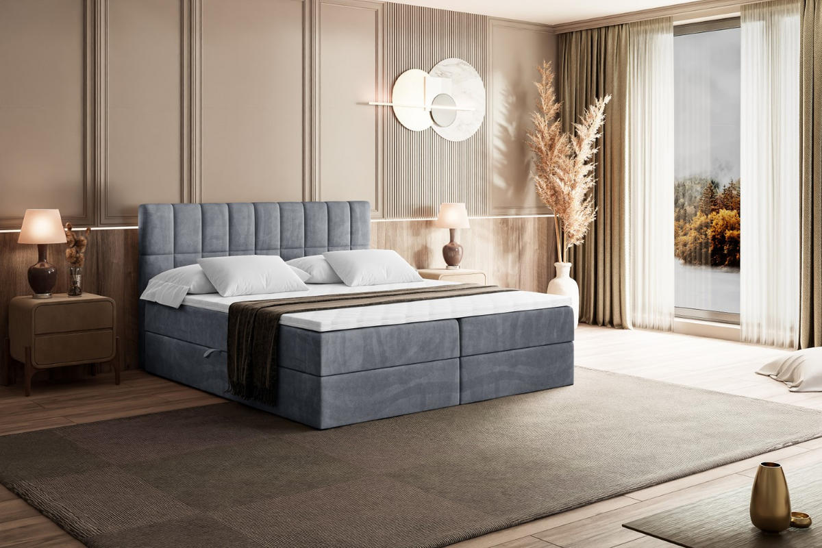 BOXBETT mit Matratze H3 und Lattenrost - MIAMI - 140x200 cm Grau - Grau, Holzwerkstoff (140/200cm) - ALTDECOR
