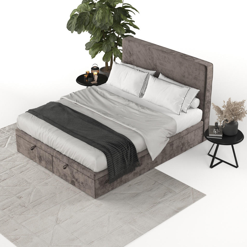 Thumbnail - AltaBeds Polsterbett, Braun, Textil, Buche, Kiefer, 160x200 cm, Oeko-Tex® Standard 100, Handmade in Europe, Schlafzimmer...