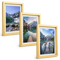 BILDER SET 3er Set - 20x30 cm Goldrahmen - Berge, Seen, Holzstege - Goldfarben, Kunststoff (20/30cm) - TULUP