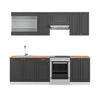 KÜCHENZEILE Fame-Line Anthrazit-Gold/Weiß 240 cm, AP Eiche - Graphitfarben/Weiß, Holzwerkstoff (240/81.6/60cm) - Vicco