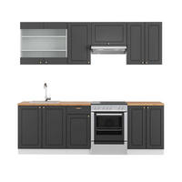 KÜCHENZEILE Fame-Line Anthrazit-Gold/Weiß 240 cm, AP Eiche - Anthrazit/Weiß, Holzwerkstoff (240/81.6/60cm) - Vicco