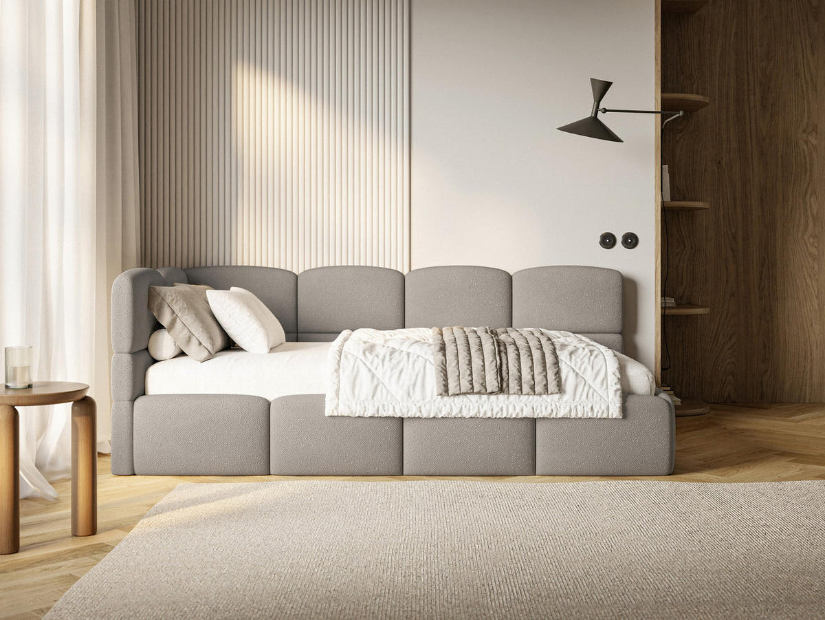 JUGENDBETT Cloudy Hellbraun 120 cm, Chenille - Hellbraun/Schwarz, Kunststoff/Textil (120/200cm) - Selsey