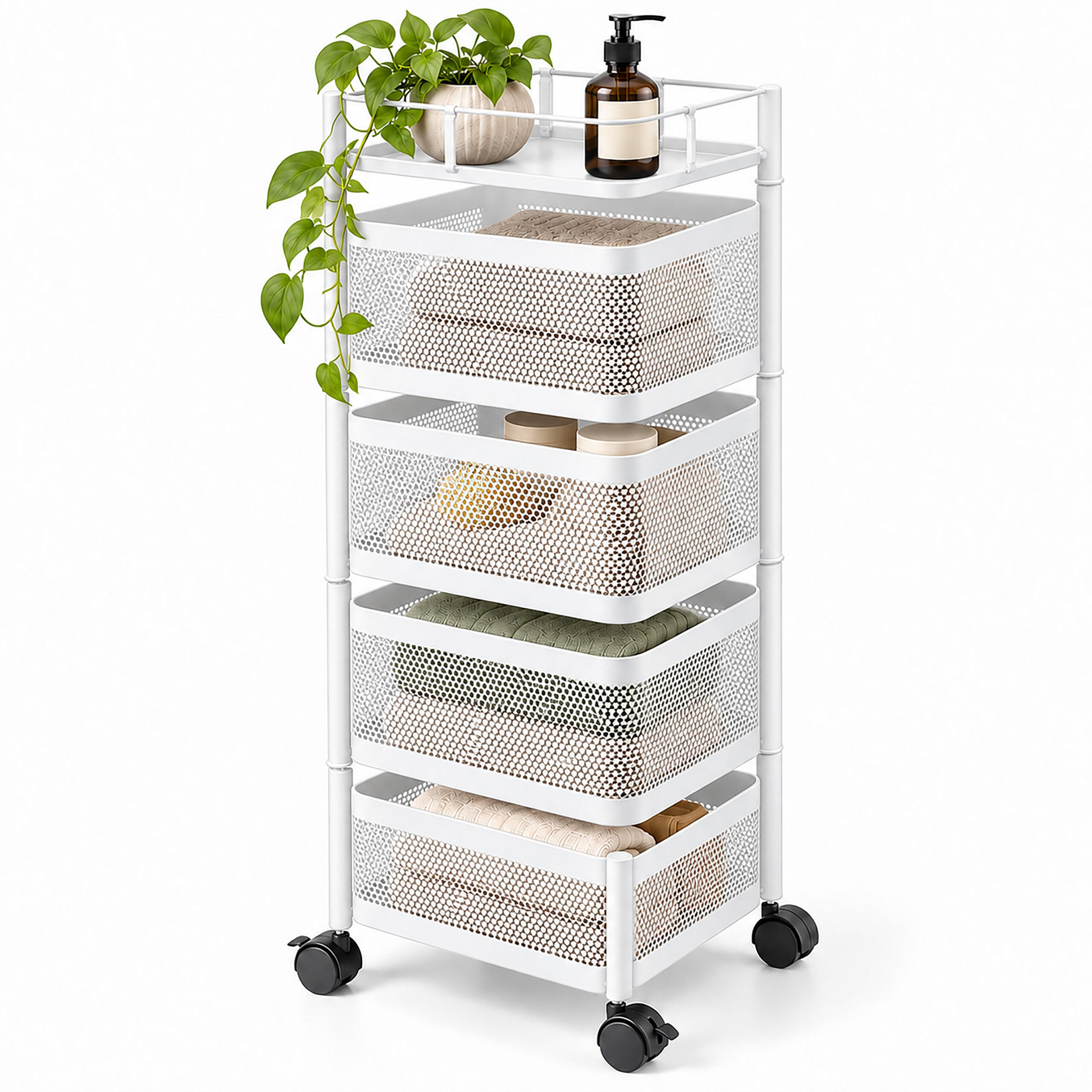 Relaxdays Rollwagen Weiß 29x75x29 cm