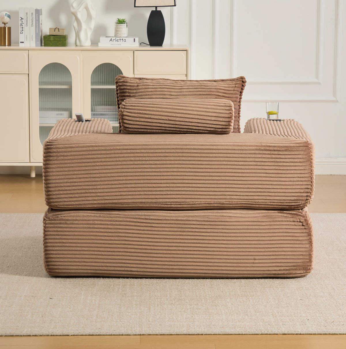 SOFA mit Schlaffunktion 122 x 98 x 80 cm Cord Braun - Dunkelbraun, Kunststoff (98/80/122cm) - Meubliv