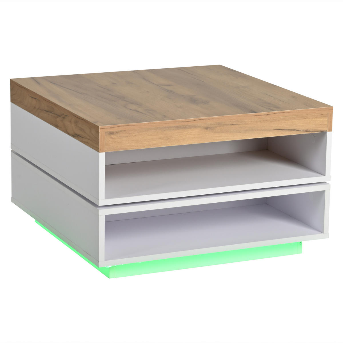 COUCHTISCH aus MDF 65x65x40 cm in Eichefarben mit LED-Beleuchtung - Eichefarben, Holzwerkstoff (65/65/40cm) - Modfu