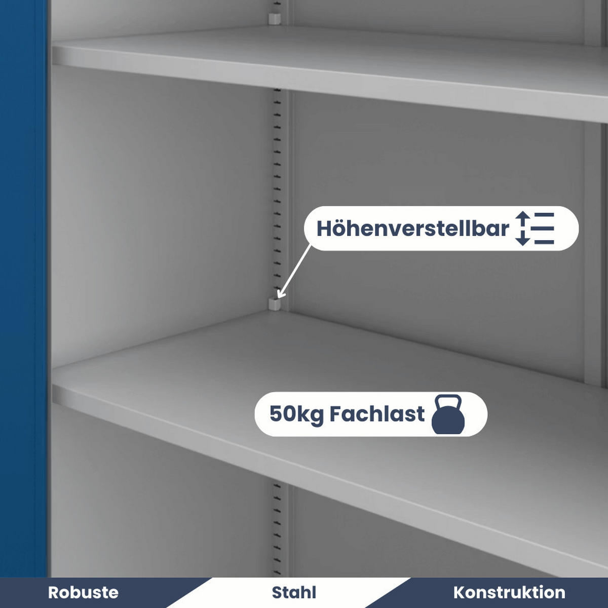 AKTENSCHRANK abschließbar 4er Set KADO 195x90x40cm Grau-Blau - Blau, Metall (90/195/40cm) - DELUKE