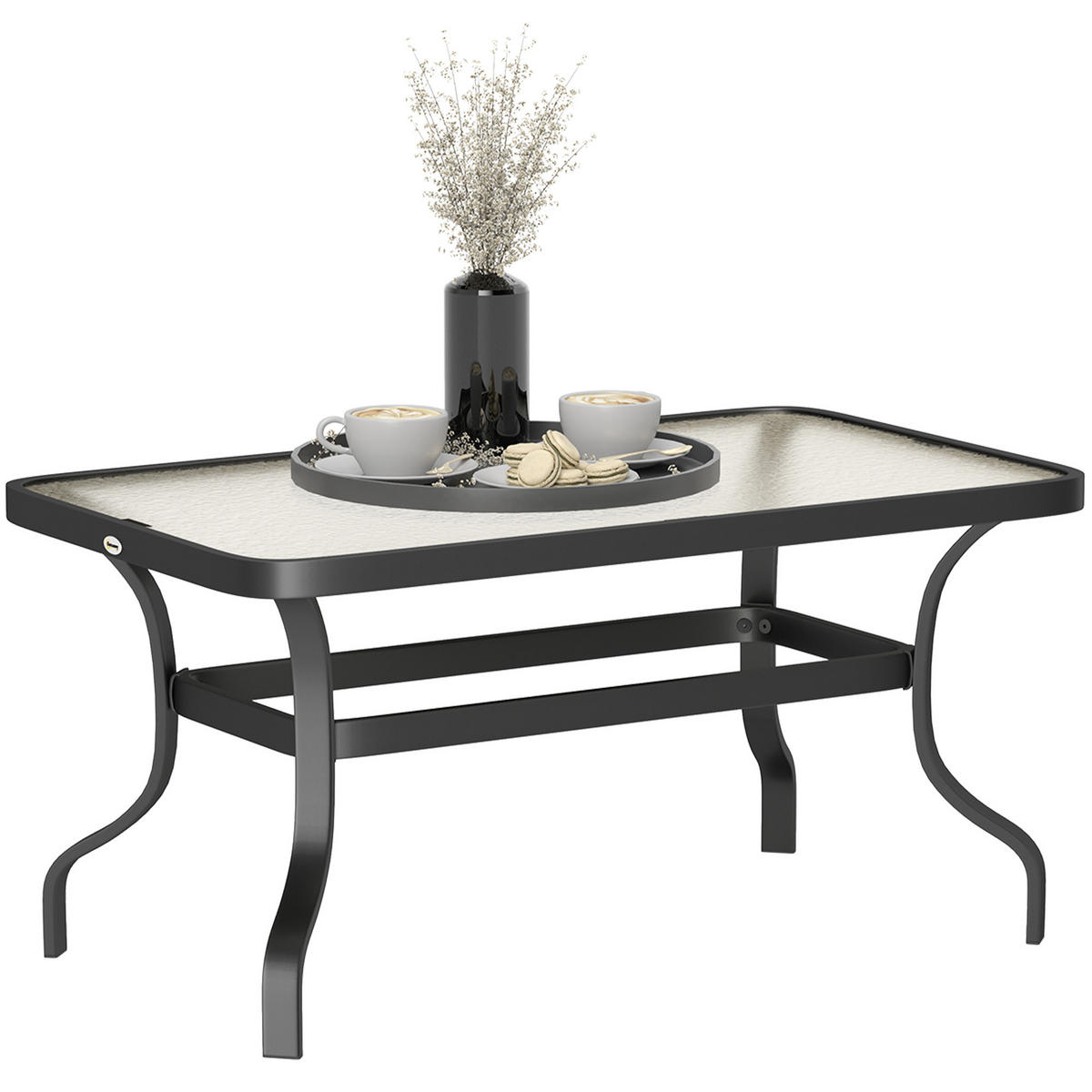 BEISTELLTISCH Hartglas - Schwarz, Metall (95/55/46cm) - Outsunny