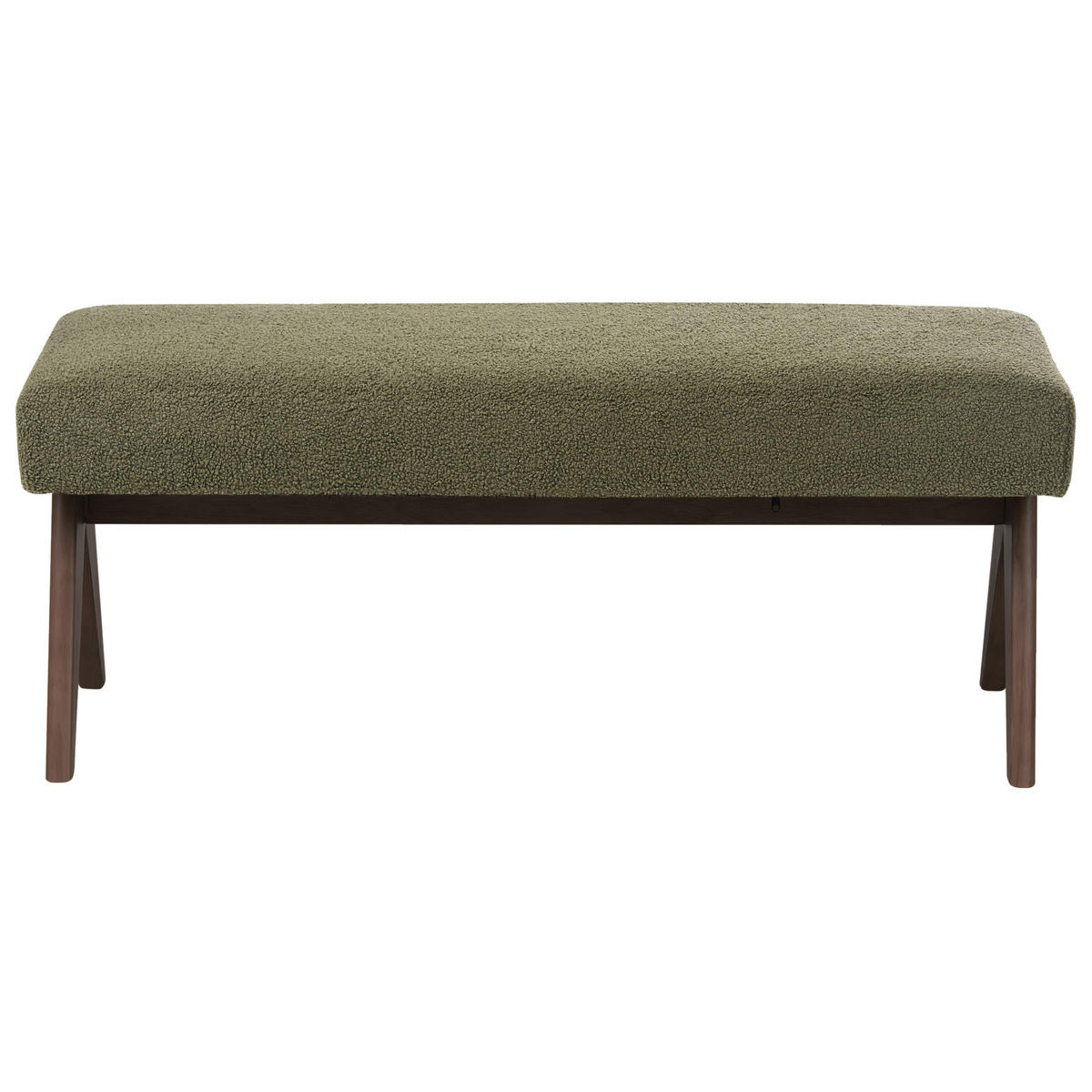 POLSTERBANK Grün/Dunkelbraun Tamre - Olivgrün/Braun, Holz/Textil (118/48/46cm) - Beliani