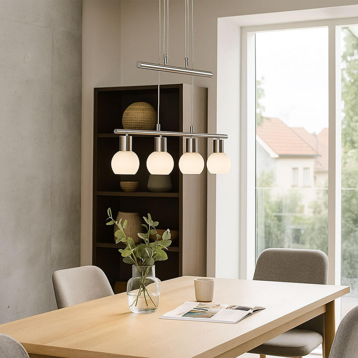 LED HÄNGELAMPE LOXY Nickel Matt Weiß - Silberfarben, Glas (60/100/160cm) - Nowa