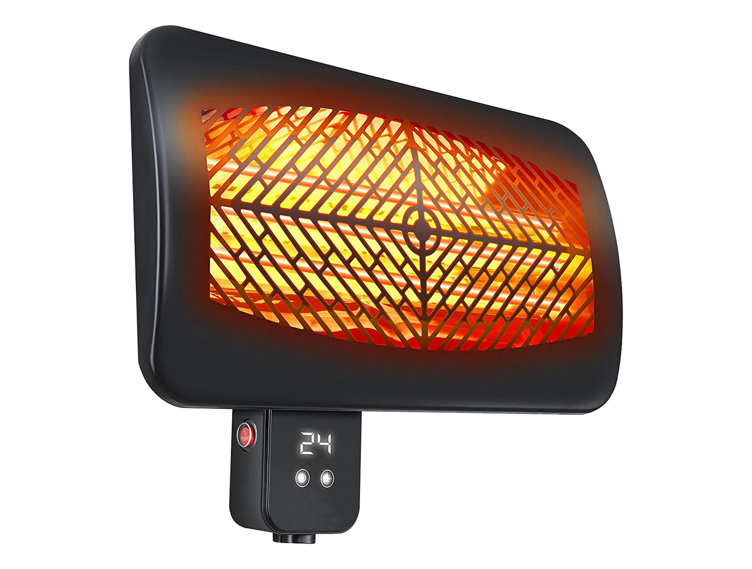 HALOGEN-HEIZUNG für Wandmontage Schwarz für Außenbereich und Bad 2000 W - Schwarz, Kunststoff/Metall (43/32/18cm) - Purline