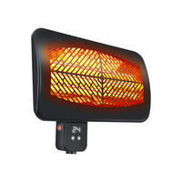 HALOGEN-HEIZUNG für Wandmontage Schwarz für Außenbereich und Bad 2000 W - Schwarz, Kunststoff/Metall (43/32/18cm) - Purline