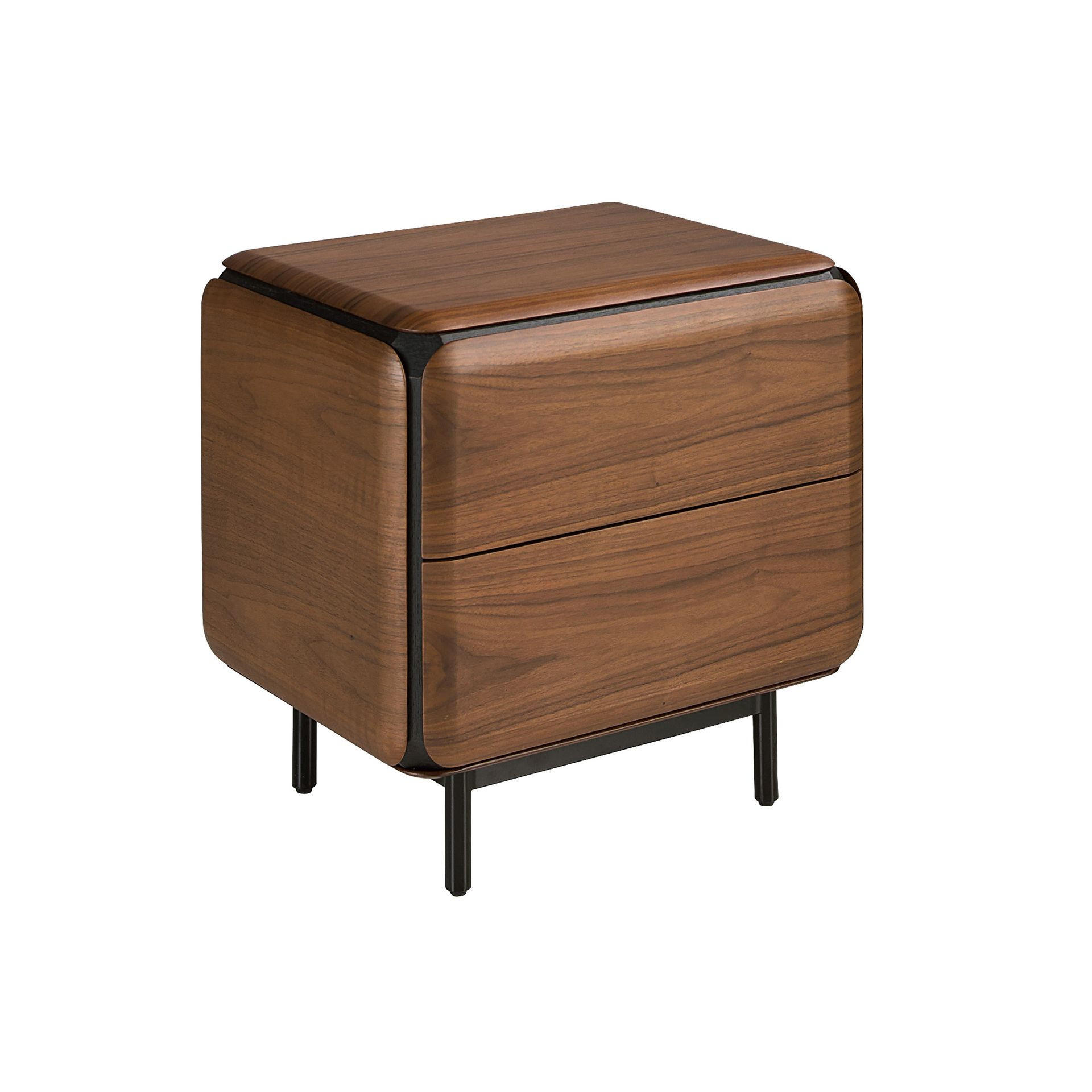 NACHTSCHRANK aus Nussbaum, Wenge und Stahl 59/47/56 cm - Walnussfarben/Schwarz, Holz/Holzwerkstoff (59/56/47cm) - ANGEL CERDA