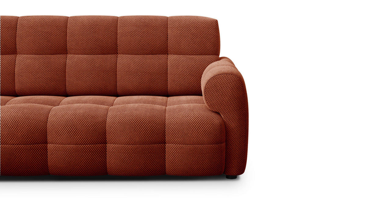 ECKSOFA MELLOW 5-Sitzer, dunkelorange - Dunkelorange/Schwarz, Holz/Textil (283/191cm) - Courtois Laville