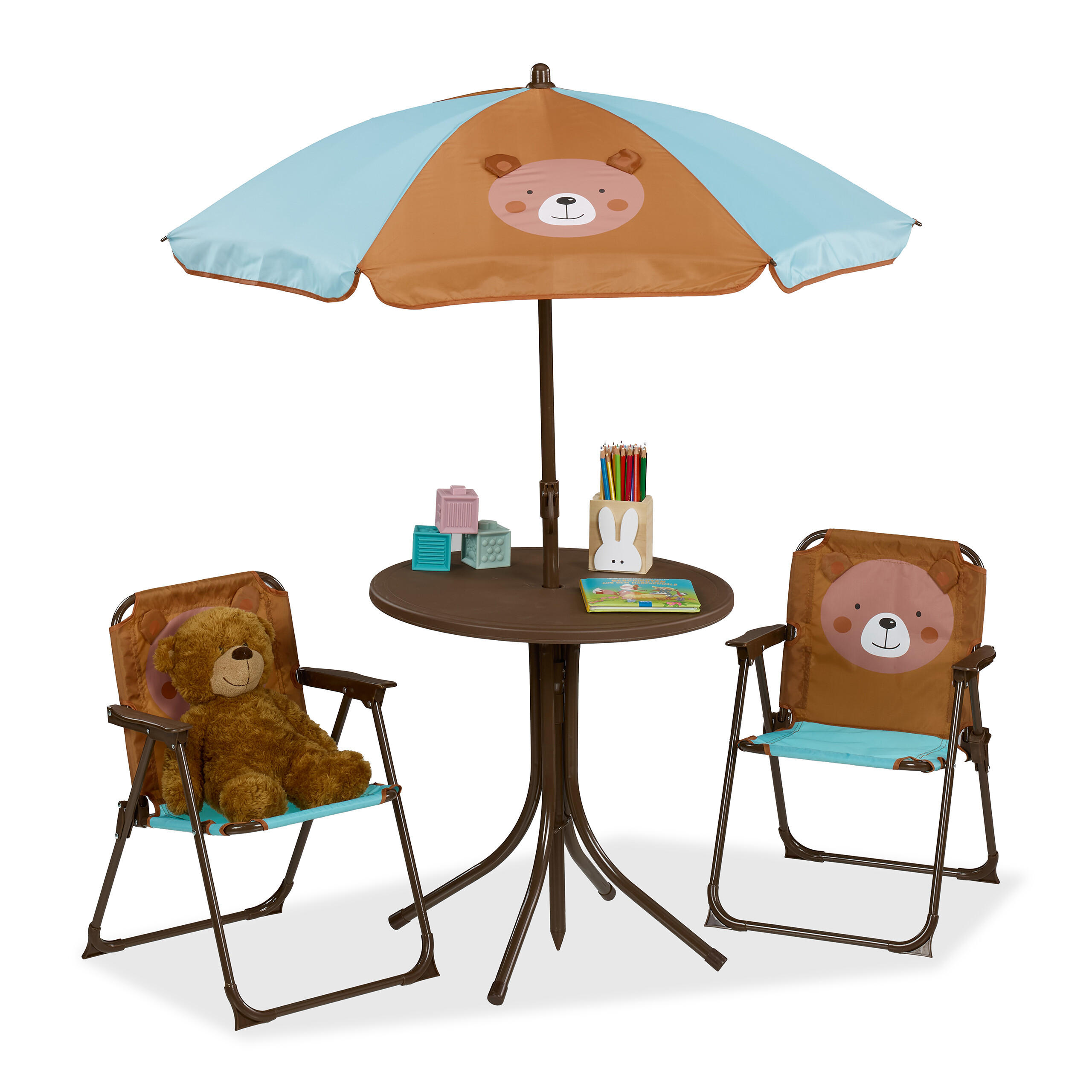 CAMPING-KINDERSITZGRUPPE - Multicolor, Kunststoff/Textil - Relaxdays