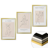 WANDBILDER 3er Set - 40x60 cm Goldrahmen - Poster mit minimalistischen Frauensilhouetten - Goldfarben, Kunststoff (40/60cm) - ArtPrintCave