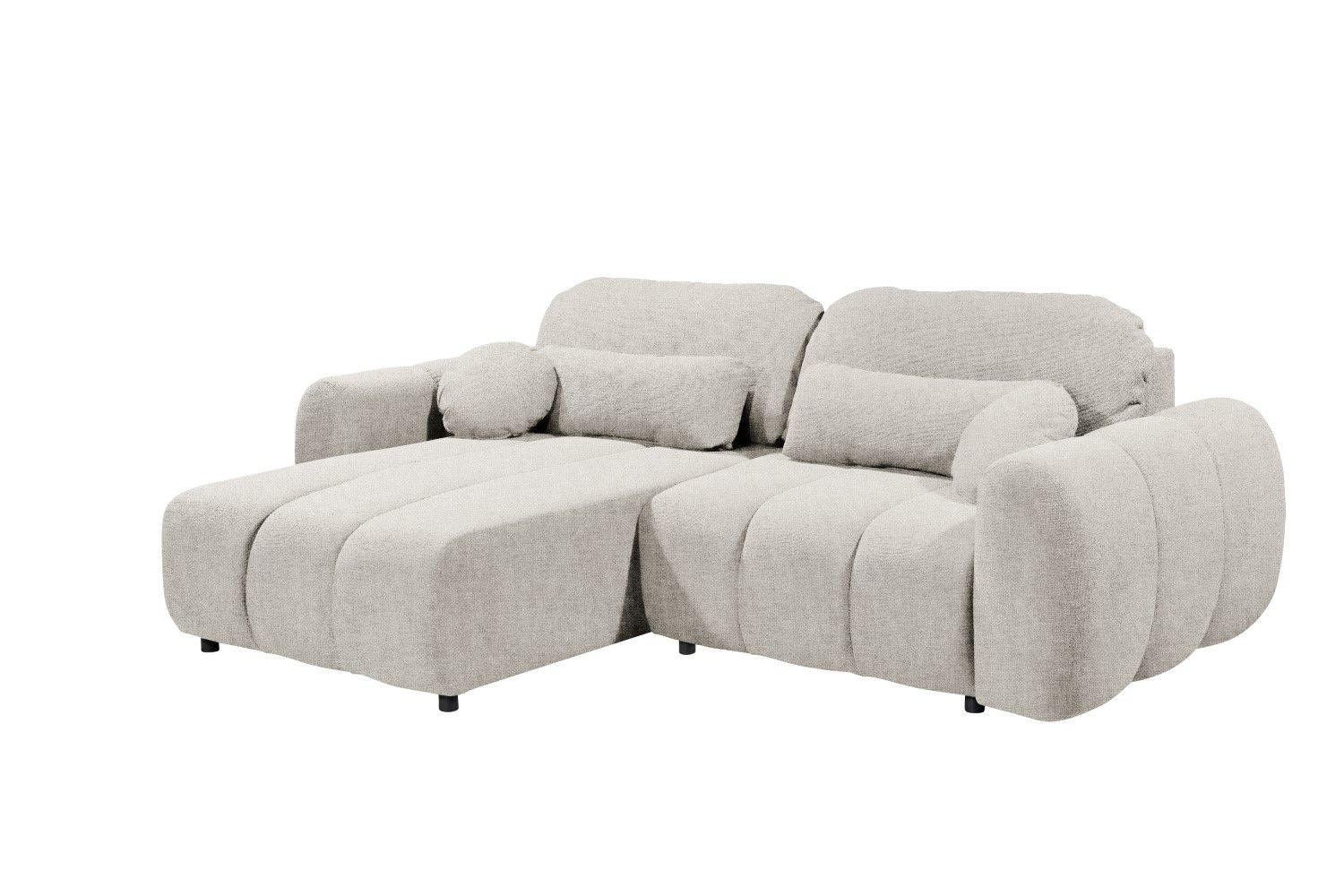 ECKSCHLAFSOFA mit Schlaffunktion und Bettkasten, beidseitig montierbar - Beige/Hellgrau, Holz/Kunststoff (260/192cm) - ed exciting design