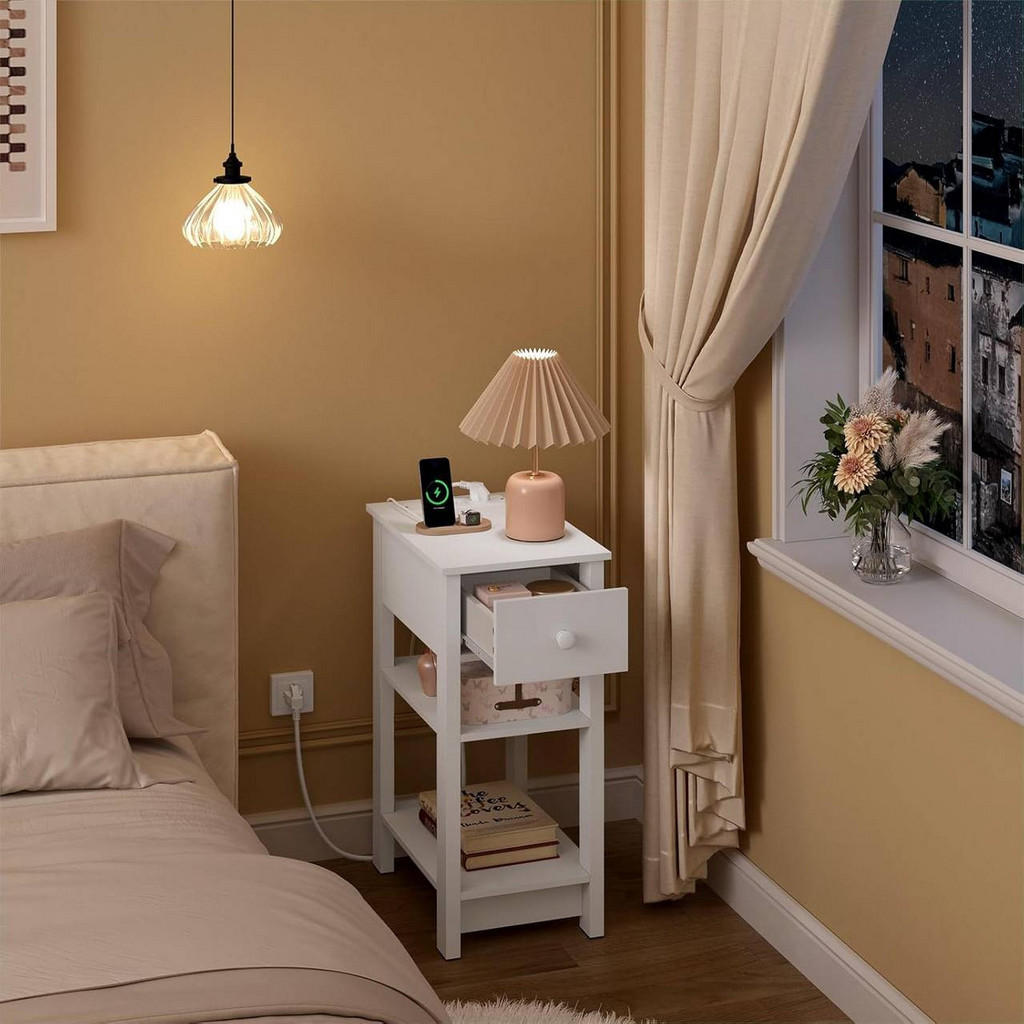 Thumbnail - Woltu 2Er, Weiß, Holzwerkstoff, 1 Schubladen, Rechteckig, eckig, 30x65x45 cm, Schlafzimmer, Nachttische