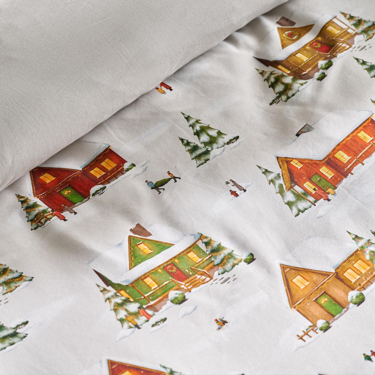 BETTWÄSCHE Satin WINHURST, 160x200 cm, Mehrfarbig, Winter Weihnachten Bettbezug, Weihnachtsdeko, Christmas, Weihnachtsmotiv - Multicolor, Textil (160/200cm) - home&you