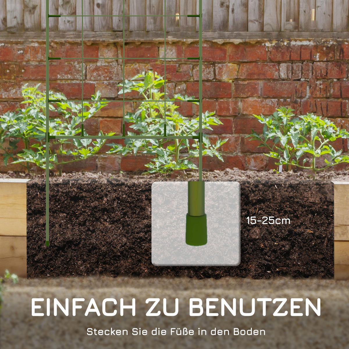 RANKHILFE, Pflanzenhalter, 6er-Set, Gartenspaliere für Kletterpflanzen, Stahl, Grün - Grün, Kunststoff/Metall (0.8/90/40cm) - Outsunny