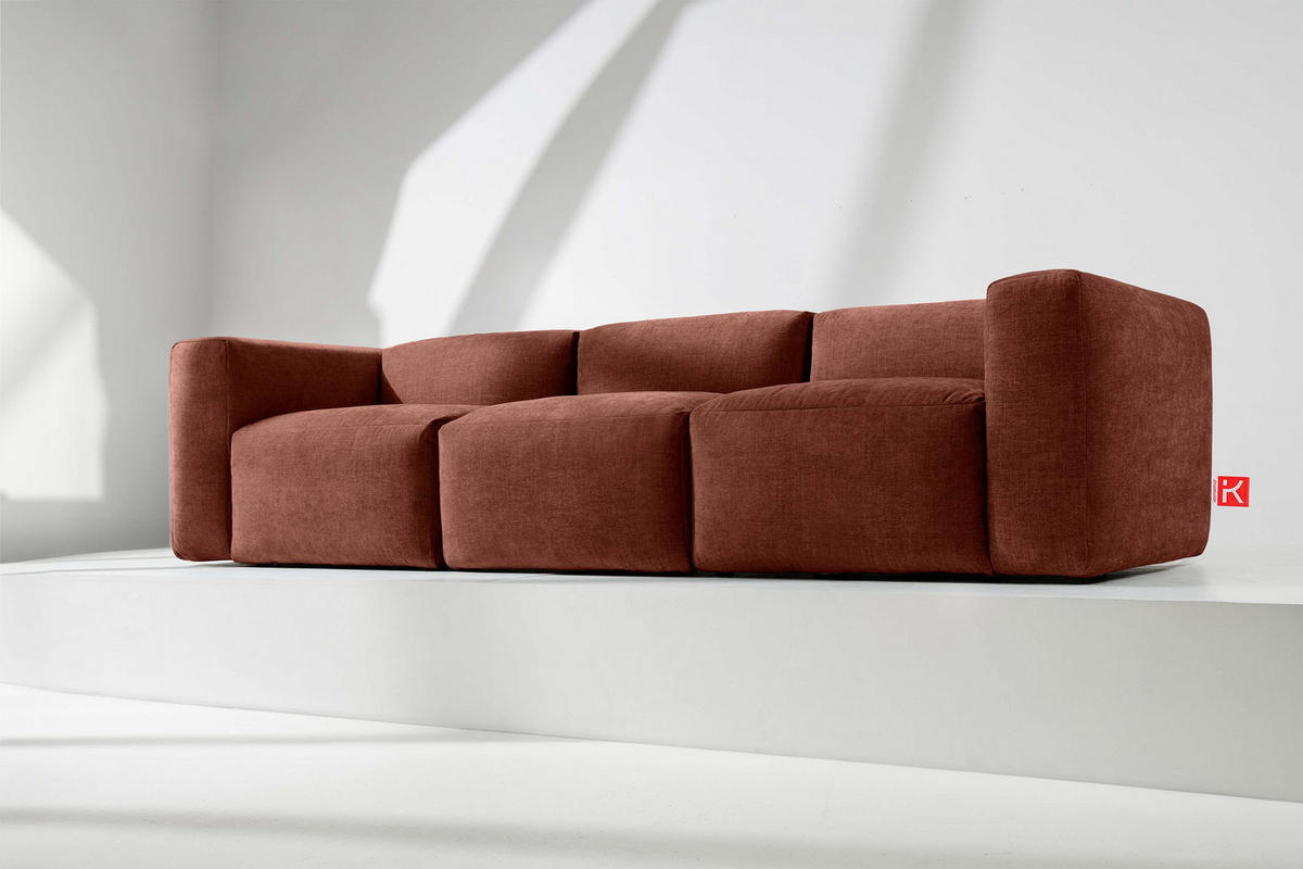 3-SITZER-MODULSOFA BUFFO mit extrem weicher und bequemer Sitzfläche, Gewebestoff, orange - Dunkelorange, Textil (290/73/96cm) - KONSIMO®