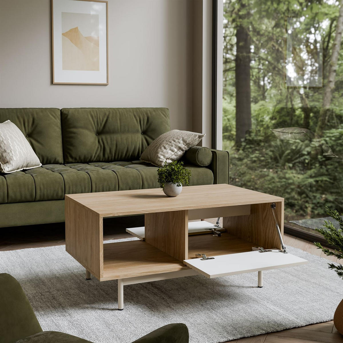 COUCHTISCH FLORENCE mit Stauraumn - Kaschmir, Holzwerkstoff (60/100/47cm) - Lookway