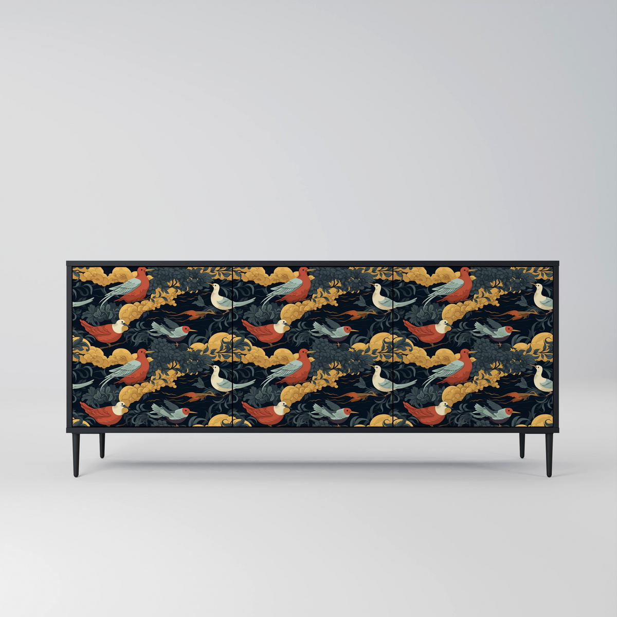SIDEBOARD FOWLY DAZE, Eicheneffekt, 164,5x42x77,5 cm, 3 Türen - Eichefarben/Buchefarben, Holzwerkstoff/Buchenholz (164.5/77.5/42cm) - SpaceRebels