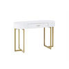 KONSOLENSCHREIBTISCH mit 1 Schublade - MDF lackiert & Metall - Weiß & Goldfarben - TORELI II - Weiß, Holz (45/120/76cm) - Pascal Morabito