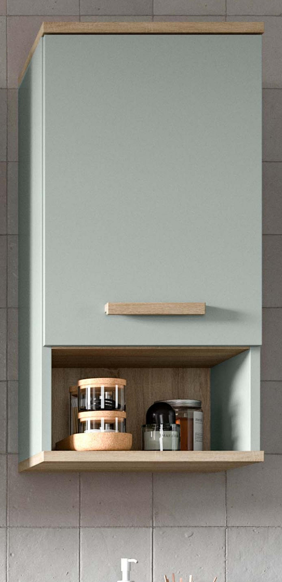 HÄNGESCHRANK grün, Eiche 34 x 68 cm, Badschrank hängend skandinavisch - Eichefarben/Grün, Holzwerkstoff (34/68/28cm) - Inn.Furn