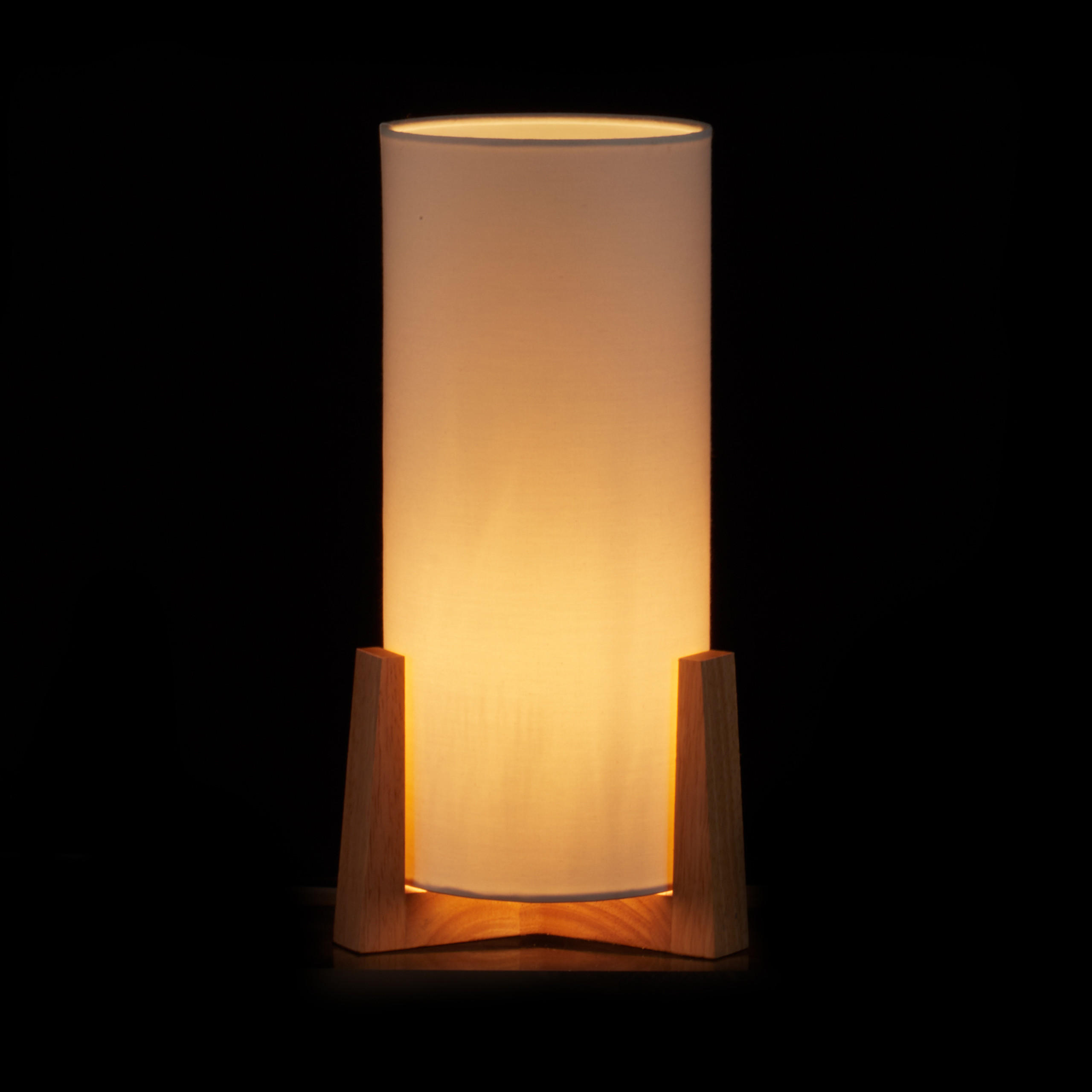 TISCHLAMPE - Weiß, Holz/Textil (15/15/32.5cm) - Relaxdays