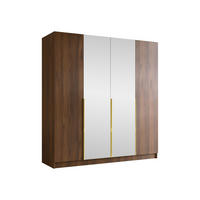 KLEIDERSCHRANK Santi II - Goldfarben/Nussbaumfarben, Holzwerkstoff/Metall (200/215/58cm) - MIRJAN24