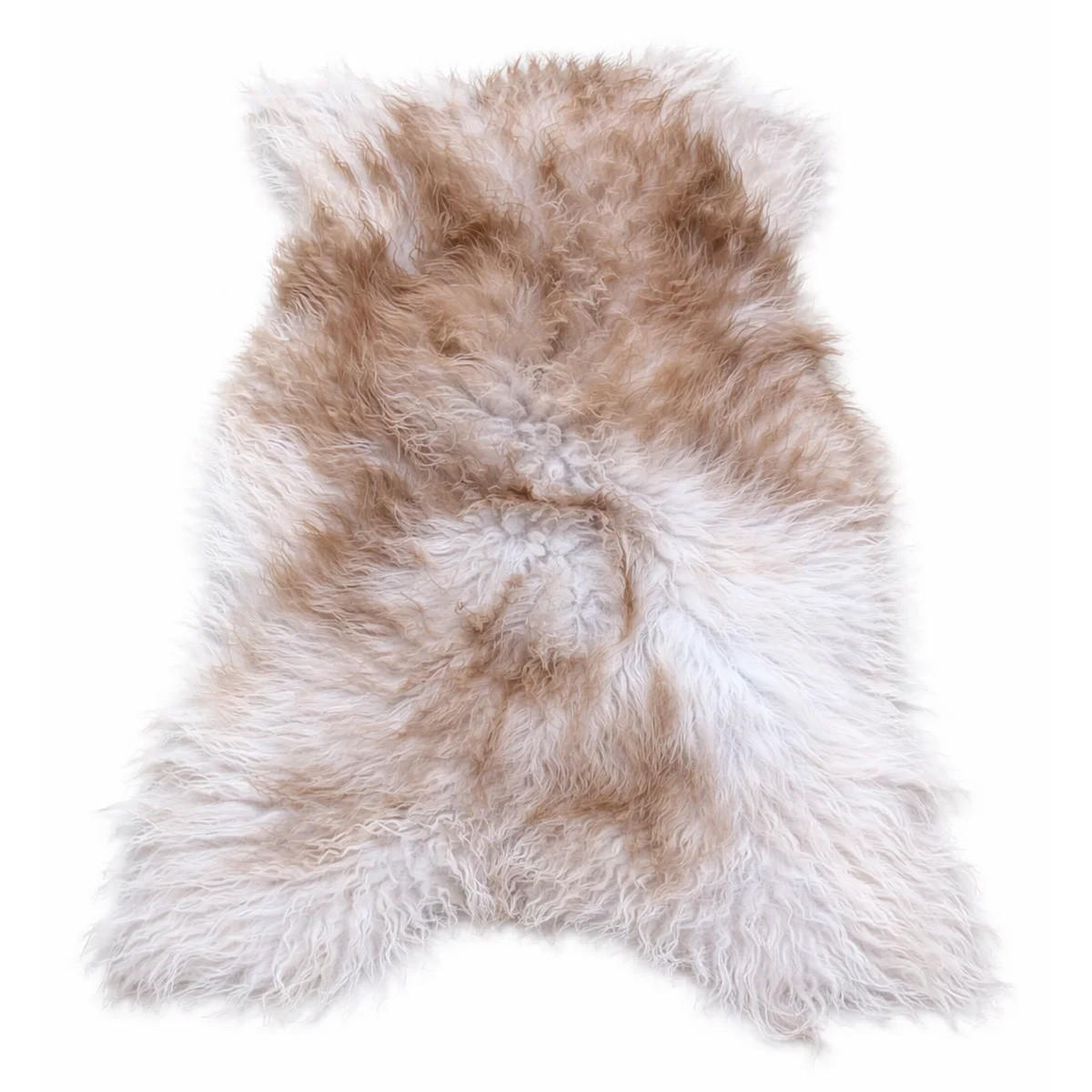 LAMMFELL Island hellgrau-braun lange weiche Wolle ca. 115 cm - Hellbraun/Hellgrau, Fell (65/115cm) - Provellus