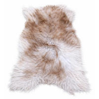 LAMMFELL Island hellgrau-braun lange weiche Wolle ca. 105 cm - Hellbraun/Hellgrau, Fell (55/105cm) - Provellus