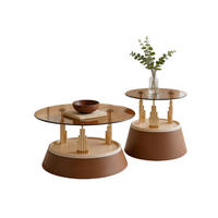 COUCHTISCH-SET DE-37352 2er-Set mit Glasplatte und Nesting-Design Braun - Braun, Metall (70/48/60cm) - ComfortXL