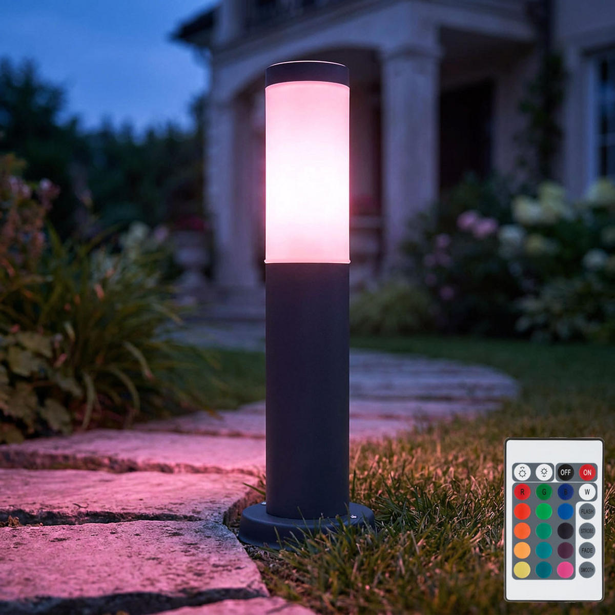 LED STEHLEUCHTE Edelstahl Anthrazit - Anthrazit, Metall (7.6/7.6/45cm) - Globo Lighting