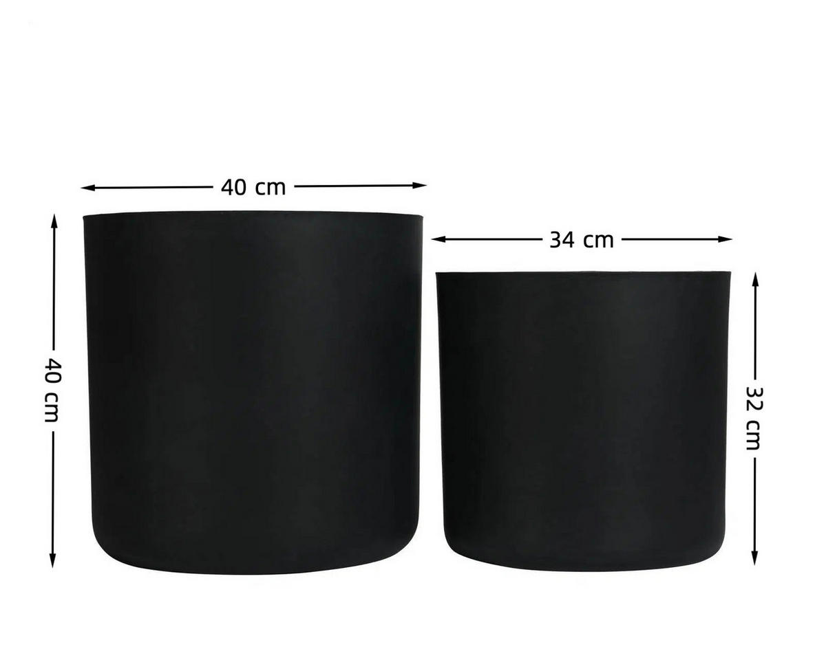 PFLANZENTOPF-SET Beton, schwarz, Ø 34 & 40 cm, für Garten & Terrasse - Schwarz, Keramik (33.8/32.3cm) - Biohort