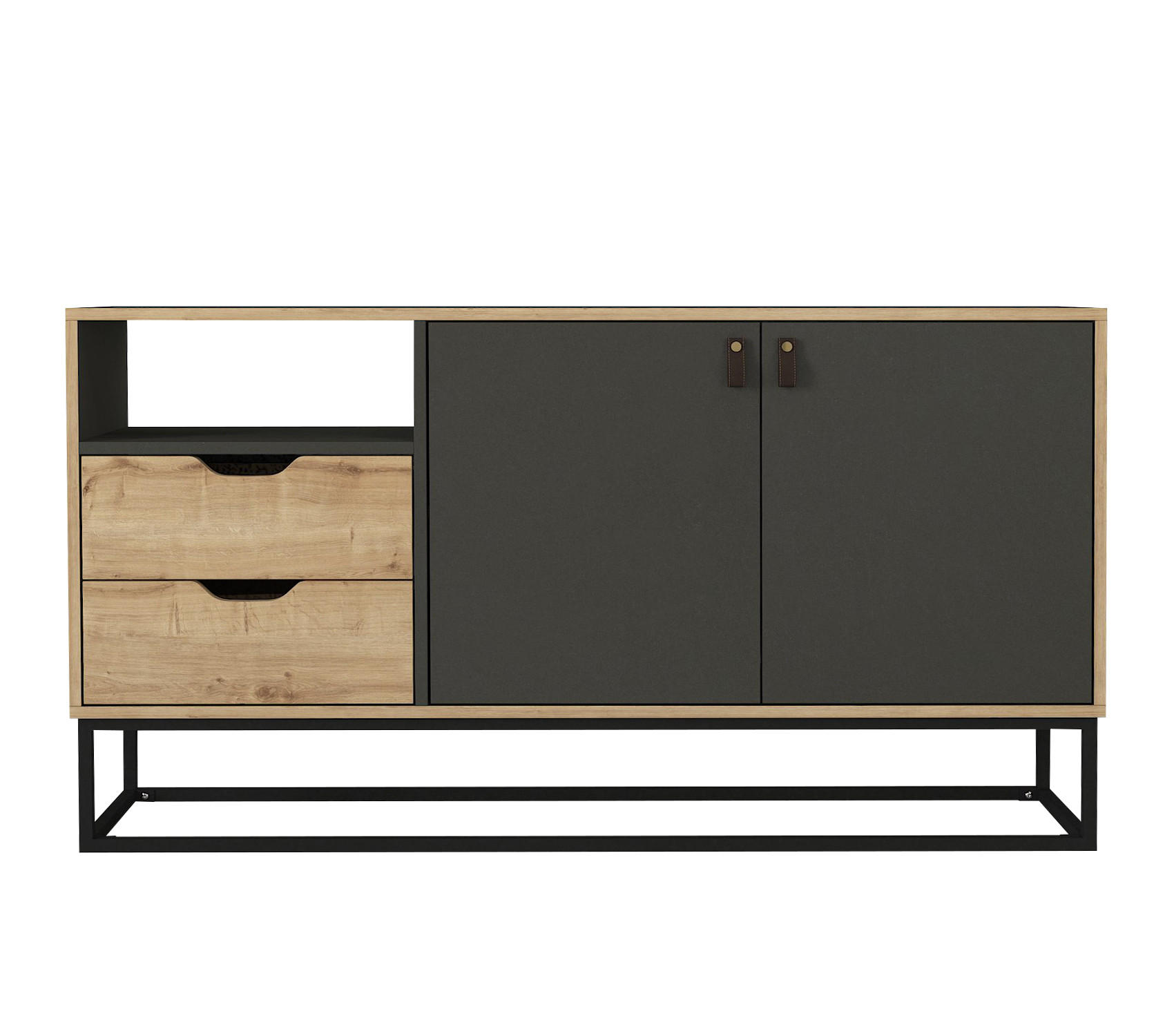 SIDEBOARD Dolores mit Metallfüßen Anthrazit Safir - Beige/Schwarz, Holzwerkstoff/Metall (150/80/35cm) - moebel17