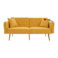 SCHLAFSOFA Multifunktionales 2-Sitzer mit verstellbarer Rückenlehne und USB-Anschlüssen Gelb Chenille 173/78/78 cm - Gelb, Textil (173/78/78cm) - OKWISH