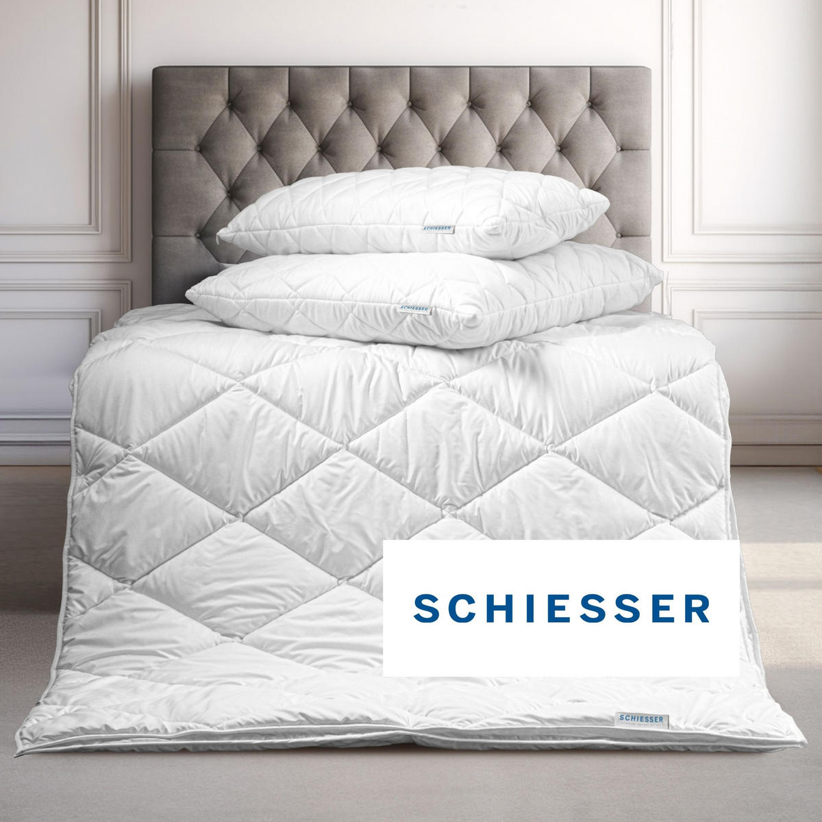 4-JAHRESZEITEN BETTDECKENSET Lykke - Mikrofaserbezug - Füllung aus silikonisierter Polyester-Hohlfaser - 2-teilig - 155x220 cm - Weiß - Weiß, Textil (155/220cm) - SCHIESSER