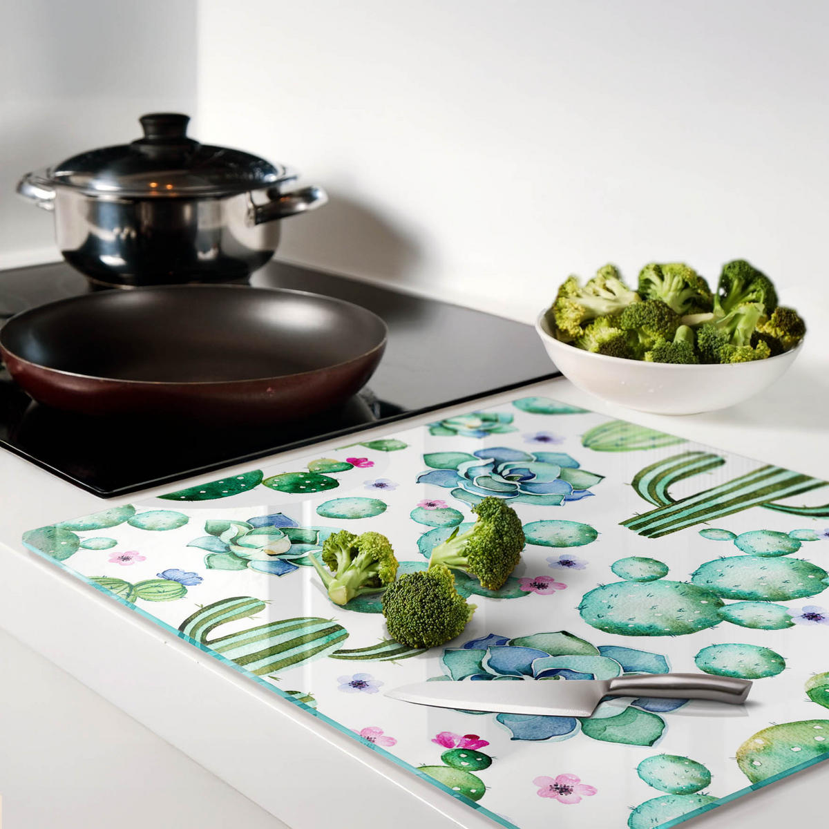 GLASPLATTE 60x52 cm Kakteen - Grün, Glas (60/0.4/52cm) - TULUP