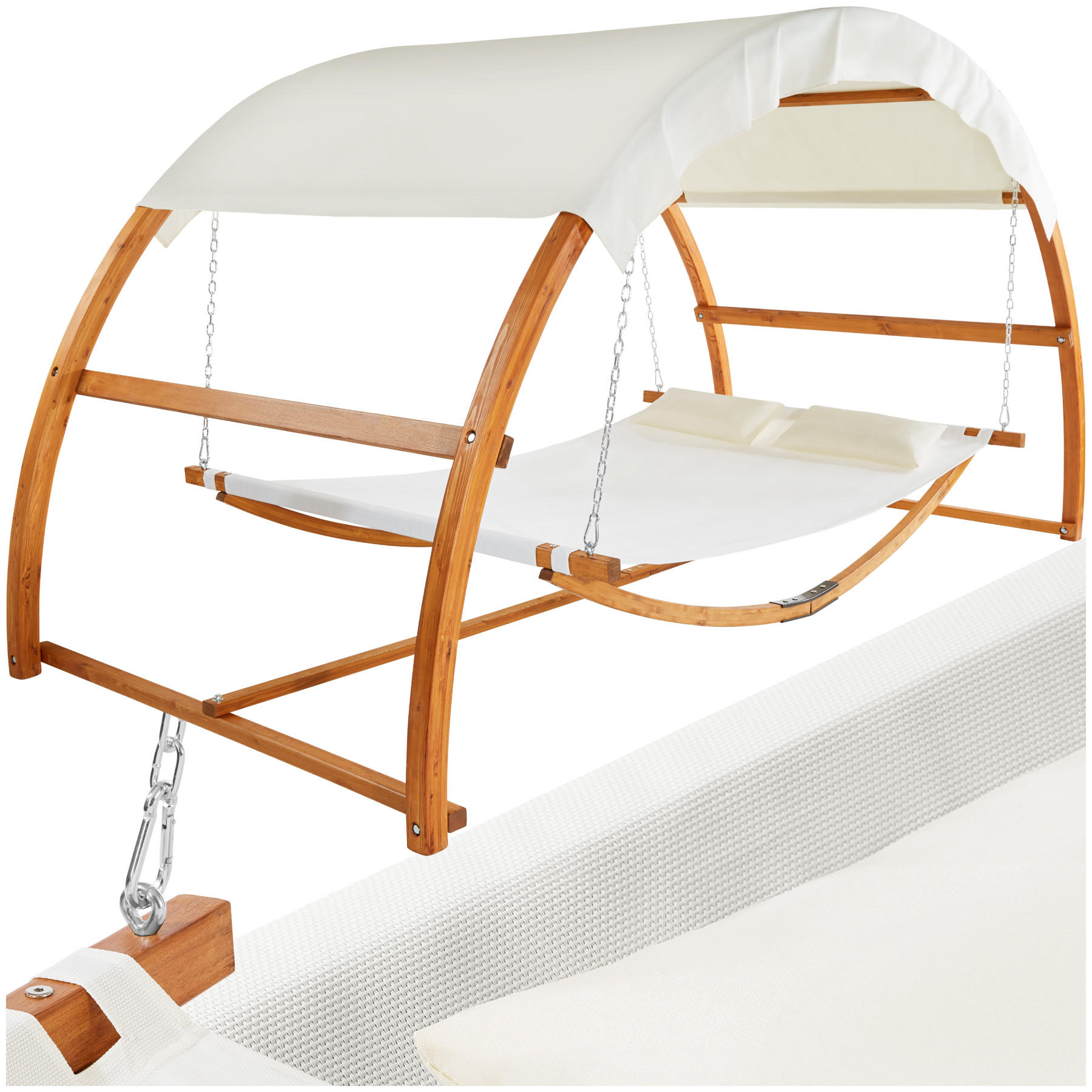 HÄNGEMATTE Locarno,Belastbarkeit 250 kg, 328 x 160 x 171,5 cm,teak - Teakfarben, Holz (160/171.5/328cm) - tectake