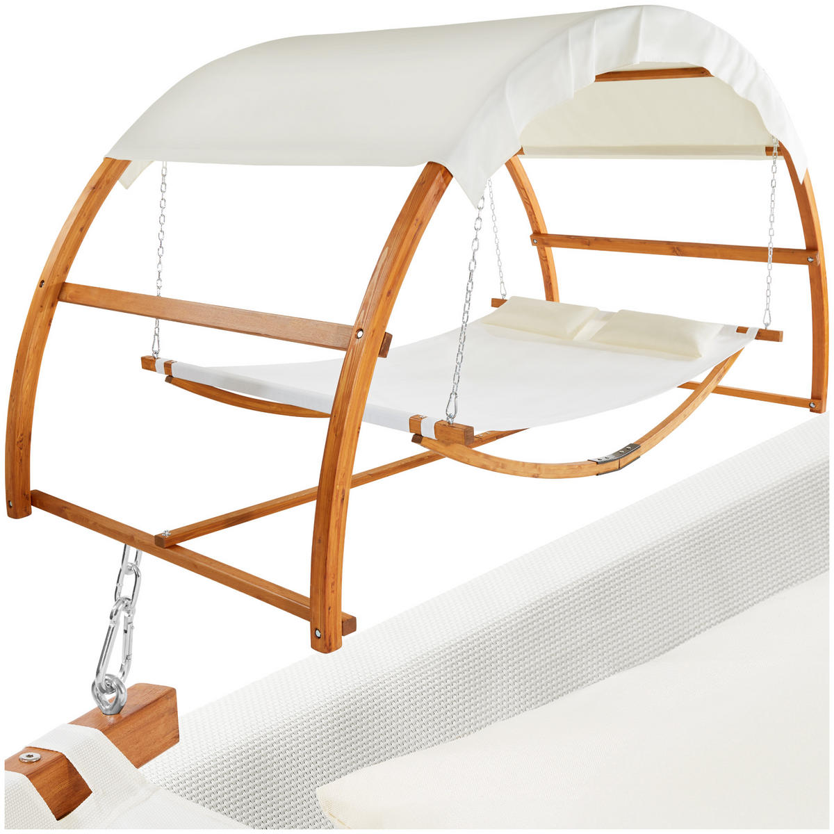HÄNGEMATTE Locarno,Belastbarkeit 250 kg, 328 x 160 x 171,5 cm,teak - Teakfarben, Holz (160/171.5/328cm) - tectake