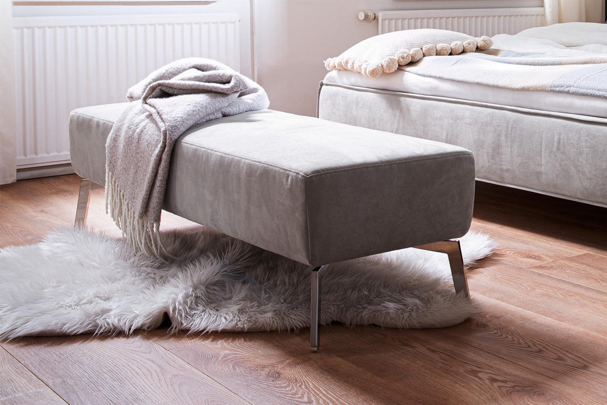 HOCKERBANK SOFIA Grau Webstoff - Grau, Textil (152/42/47cm) - KAWOLA