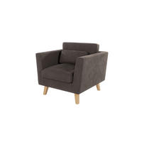SESSEL Mario Braun - Khaki Microfaser - Dunkelbraun/Naturfarben, Holz/Textil (96/90/89cm) - S-Style Möbel