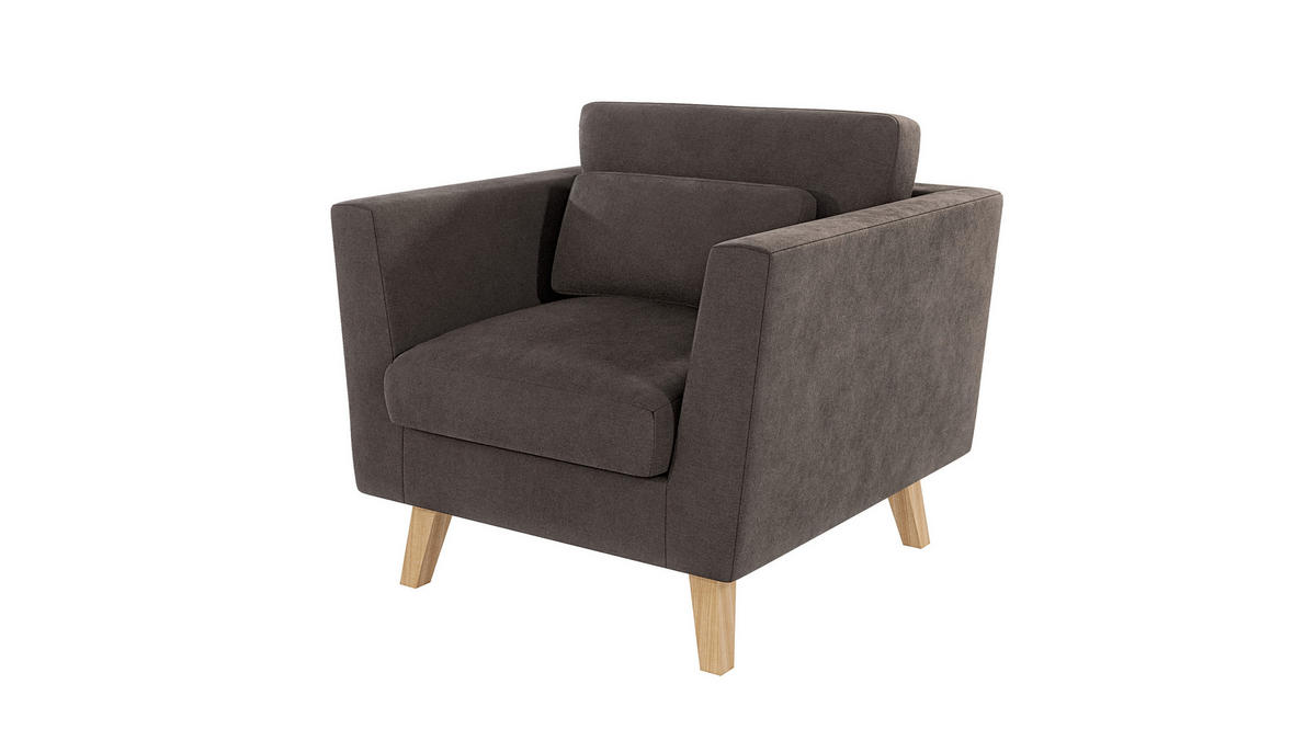 SESSEL Mario Braun - Khaki Microfaser - Dunkelbraun/Naturfarben, Holz/Textil (96/90/89cm) - S-Style Möbel