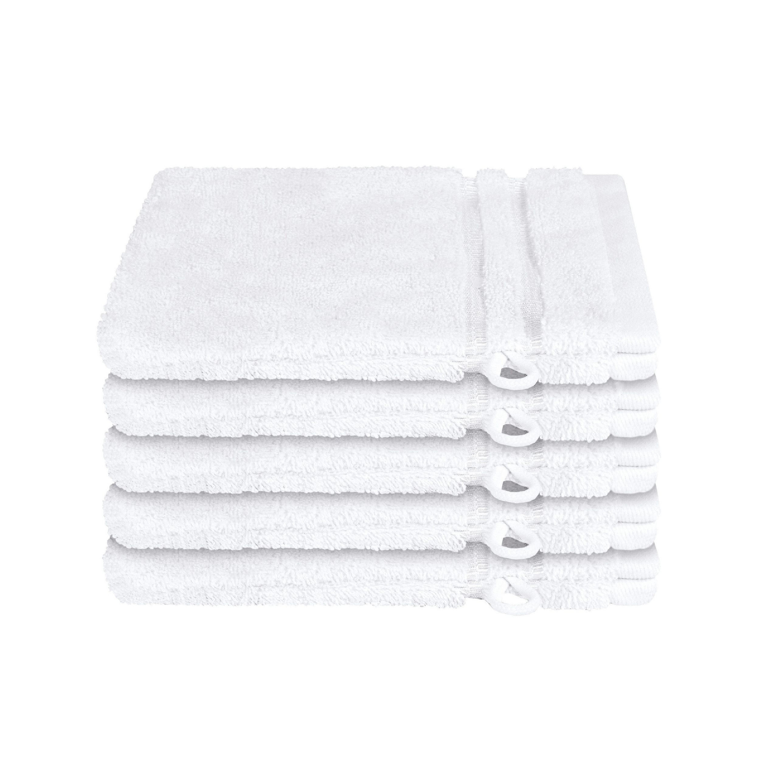 WASCHHANDSCHUHSET Milano - 5-teilig - 16x22 cm - Weiß - Weiß, Textil (16/22cm) - SCHIESSER