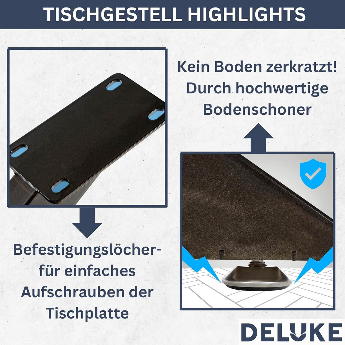 TISCHGESTELL Metall KRYT Schwarz glänzend 71x120x68 cm - Schwarz, Metall (120/71/68cm) - DELUKE