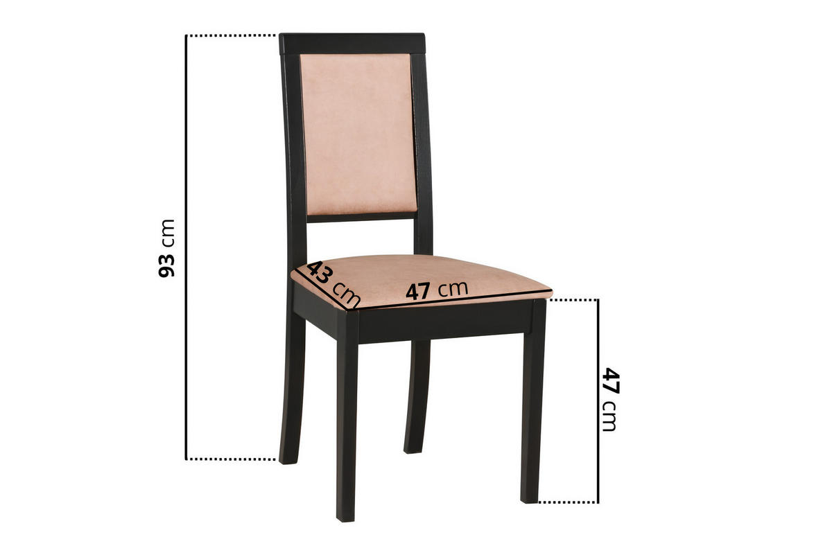 ESSZIMMERSTUHL - Set 4x Roma 13 schwarz, zetta 292  - Beige/Schwarz, Holz (45/93/41cm) - Leaf Design