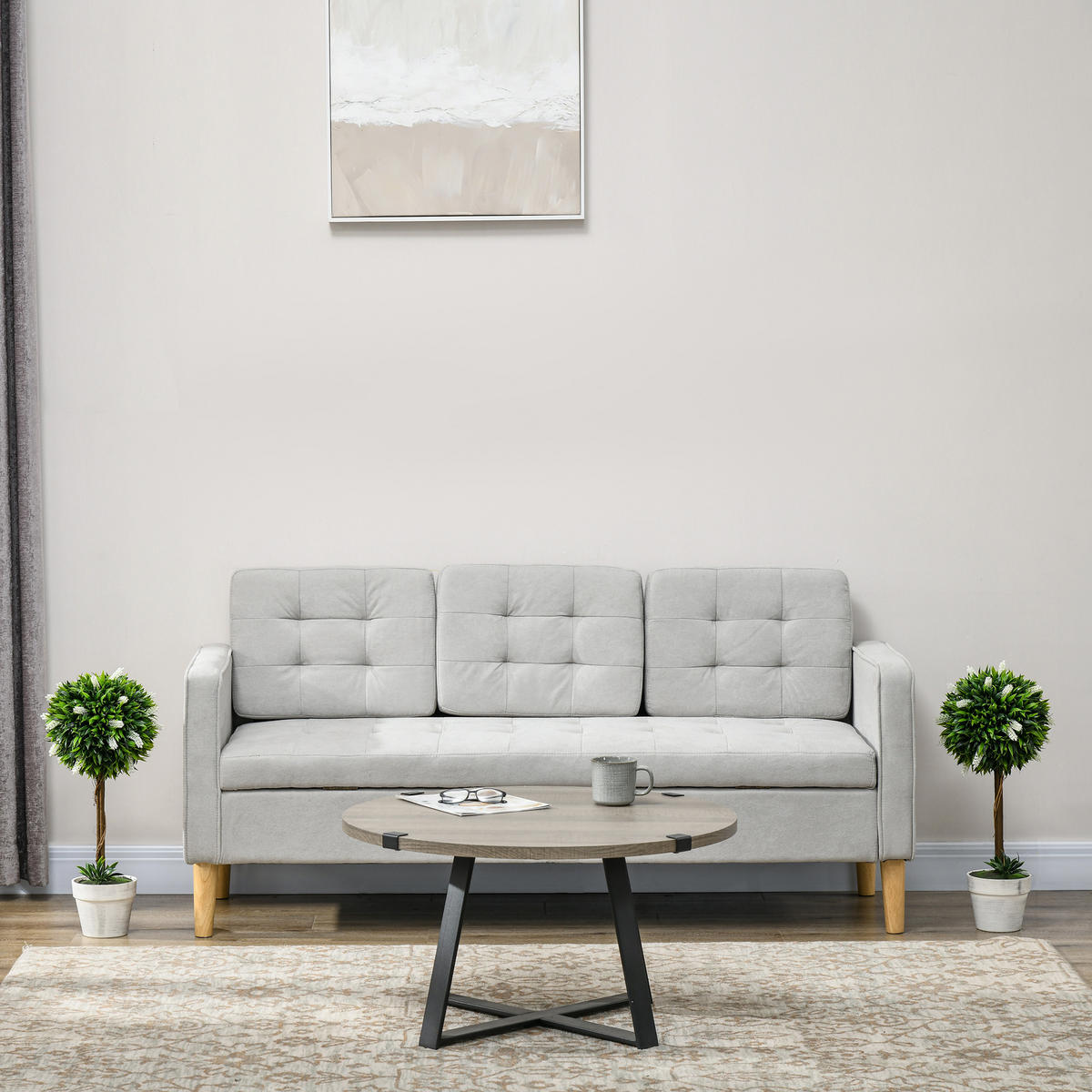 KUNSTPFLANZE Lavendel 2er-Set Künstliche Pflanzen 60 cm Zimmerpflanze Weiß - Weiß/Braun, Kunststoff (60cm) - HOMCOM