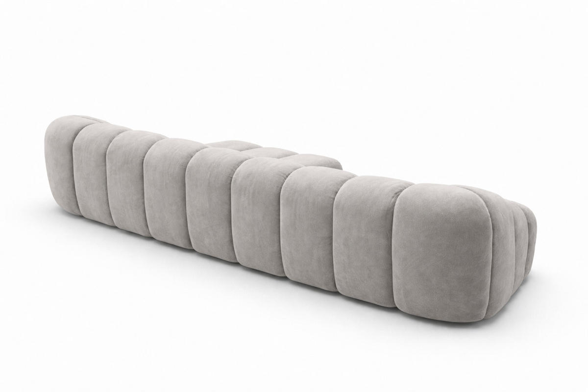 ECKSOFA Modulare L-Form, Veloursstoff Bluvel, Grau, Rechts, CROISSANT XL - Grau, Holz (340/190cm) - Kaiser Möbel