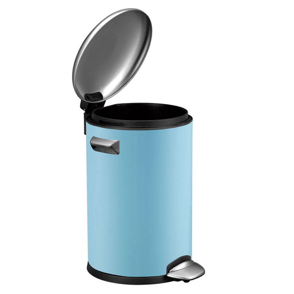MÜLLEIMER Retro Mit Markanten Griffen und Kugelkappe 3 Liter 26,2 x 16,7 cm Kunststoff Inneneimer Hellblau - Blau, Metall (20.1/26/23.5cm) - PROREGAL